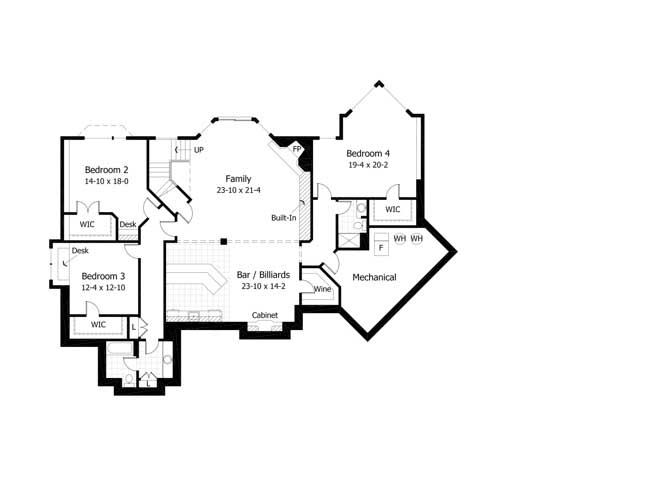 Floor Plan Second Story of European Plan #165-1029