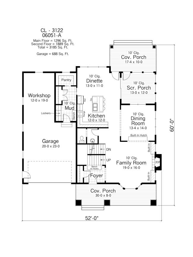 Floor Plan First Story of Country Plan #165-1031