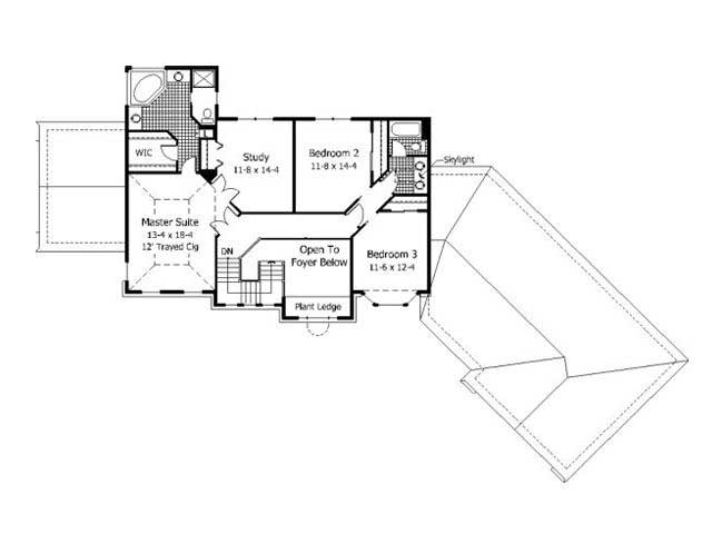 Floor Plan Second Story of European Plan #165-1034