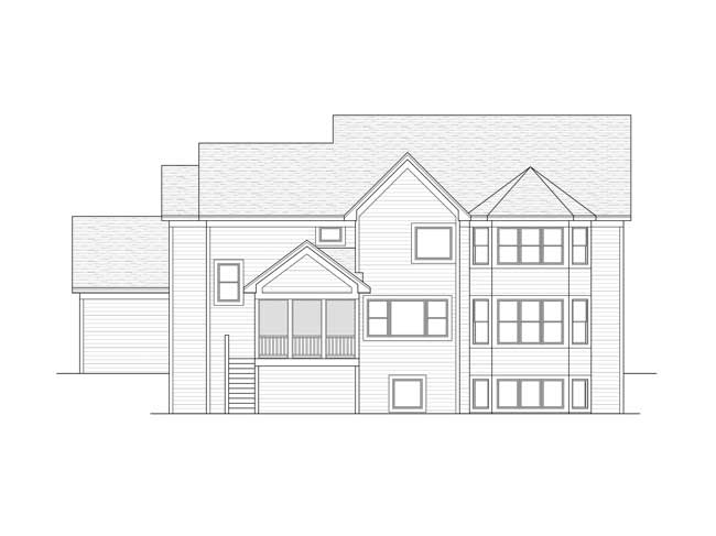 Home Plan Rear Elevation of this 4-Bedroom,3649 Sq Ft Plan -165-1035
