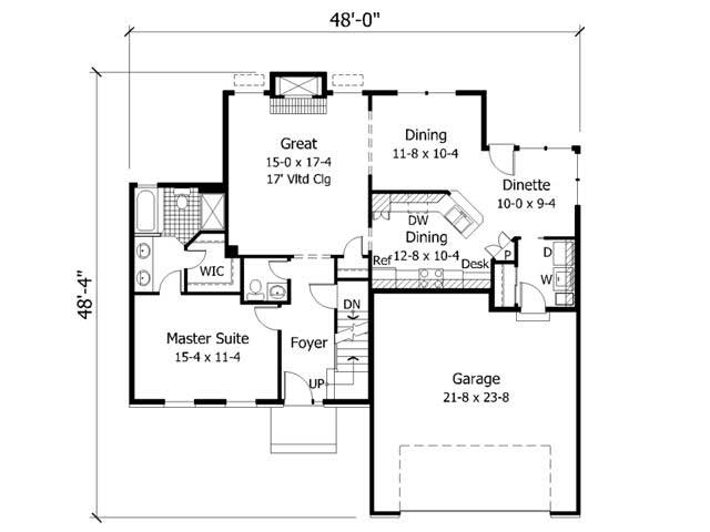 Floor Plan First Story of Cape Cod Plan #165-1036