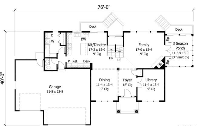 Floor Plan First Story of Country Plan #165-1038