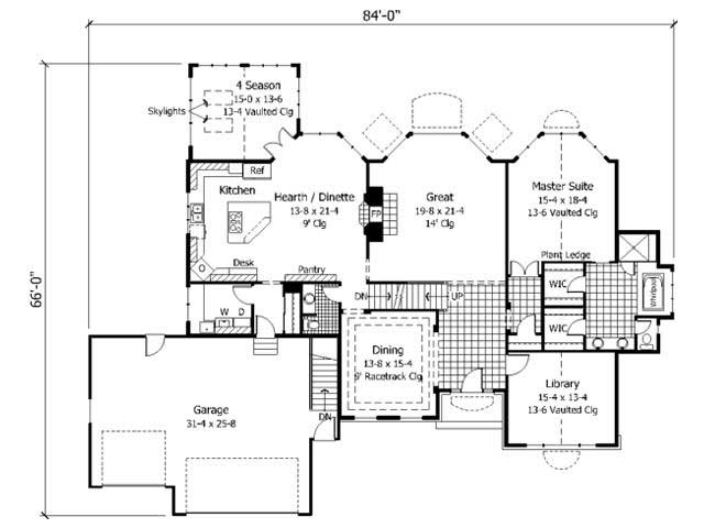 Floor Plan First Story of Cape Cod Plan #165-1040