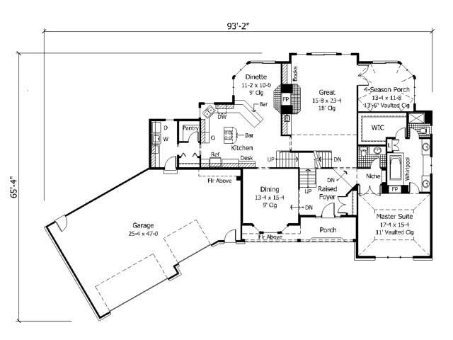 Floor Plan First Story of Cape Cod Plan #165-1041