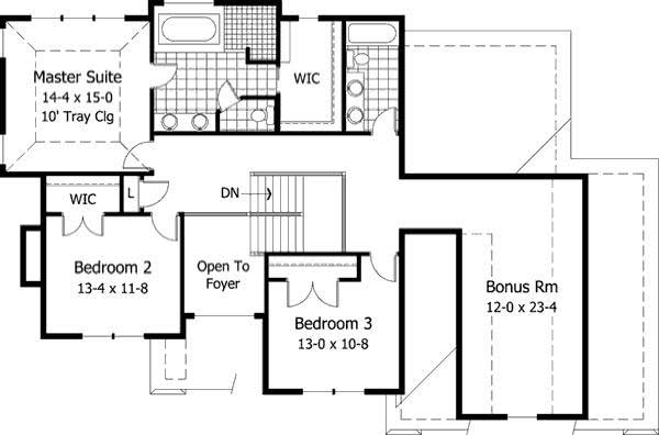 Floor Plan Second Story of European Plan #165-1043