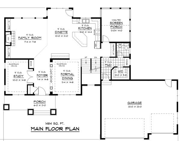 Floor Plan First Story of Country Plan #165-1046