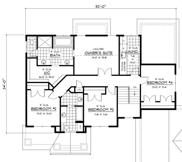 Floor Plan Second Story of Country Plan #165-1046