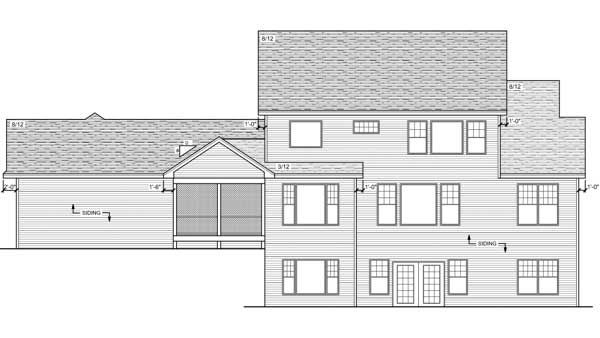 Home Plan Rear Elevation of this 3-Bedroom,2945 Sq Ft Plan -165-1047
