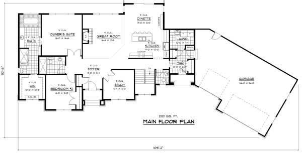 Floor Plan First Story of Country Plan #165-1050