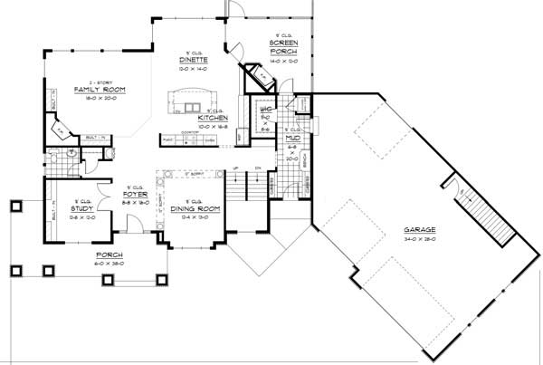 Floor Plan First Story of Country Plan #165-1051