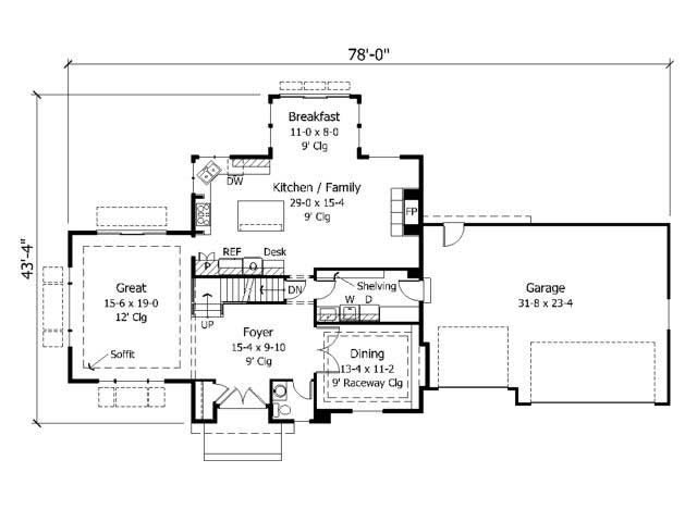Floor Plan First Story of European Plan #165-1052