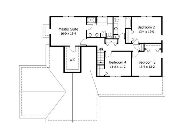 Floor Plan Second Story of Country Plan #165-1053