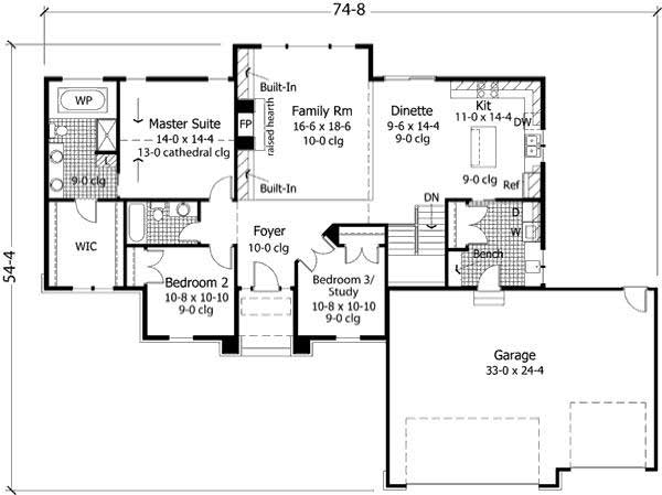 Floor Plan First Story of Country Plan #165-1055