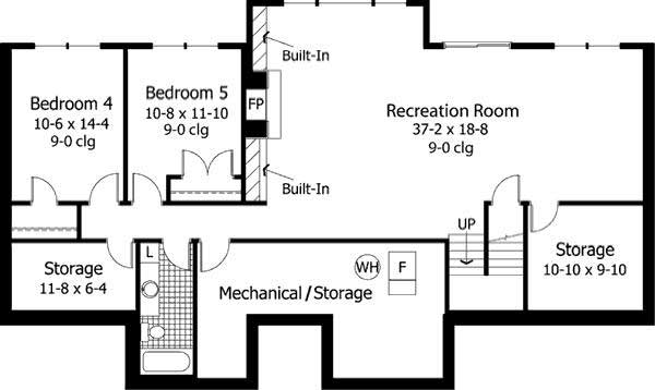 Floor Plan Basement of Country Plan #165-1055