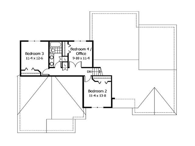 Floor Plan Second Story of Cape Cod Plan #165-1056