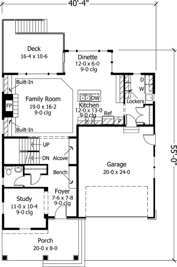 Floor Plan First Story of Country Plan #165-1057