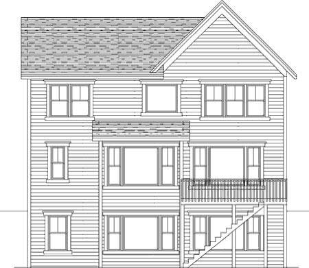 Home Plan Rear Elevation of this 3-Bedroom,2516 Sq Ft Plan -165-1057