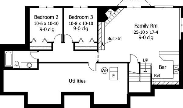 Floor Plan Second Story of Country Plan #165-1058