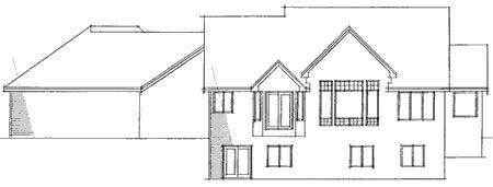 Home Plan Rear Elevation of this 3-Bedroom,2706 Sq Ft Plan -165-1058