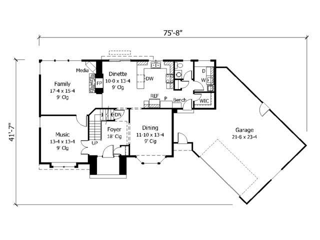 Floor Plan First Story of European Plan #165-1059