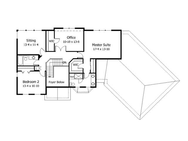 Floor Plan Second Story of European Plan #165-1059