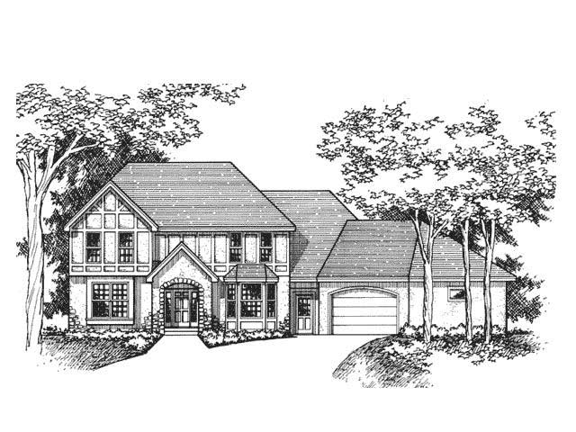 Front Elevation of Tudor House Plans CLS-2402.