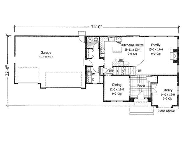 Floor Plan First Story of European Plan #165-1061