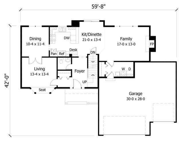 Floor Plan First Story of Country Plan #165-1063
