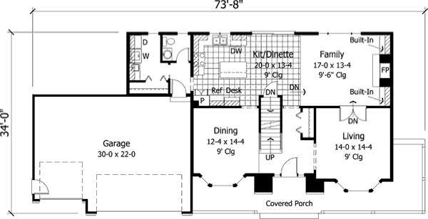 Floor Plan First Story of Country Plan #165-1064