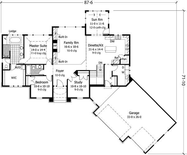 Floor Plan First Story of European Plan #165-1066