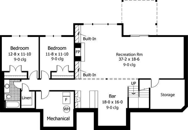 Floor Plan Basement of European Plan #165-1066
