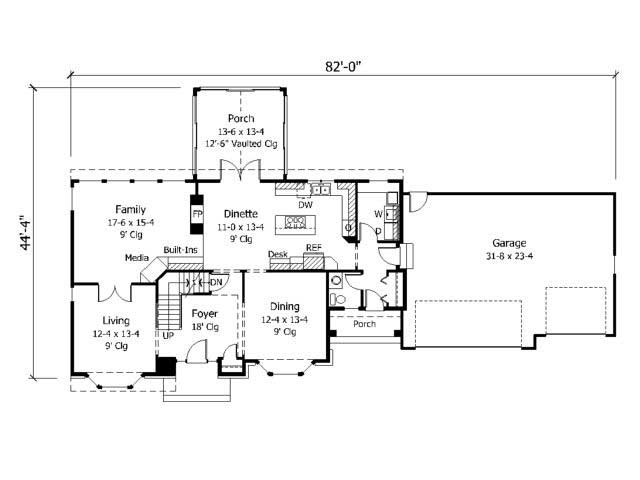 Floor Plan First Story of European Plan #165-1070
