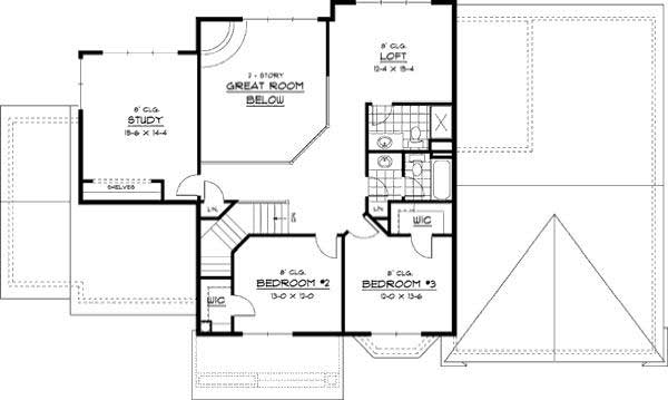 Floor Plan Second Story of Colonial Plan #165-1073