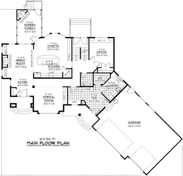 Floor Plan First Story of Country Plan #165-1075