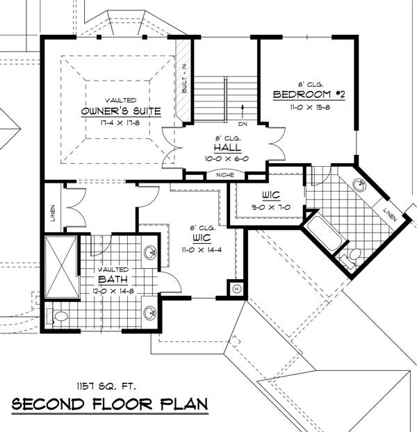 Floor Plan Second Story of Country Plan #165-1075