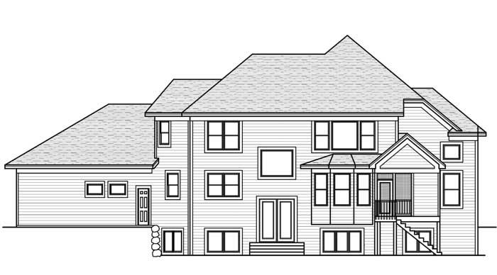 Home Plan Rear Elevation of this 2-Bedroom,2830 Sq Ft Plan -165-1075
