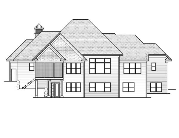Home Plan Rear Elevation of this 4-Bedroom,4258 Sq Ft Plan -165-1076