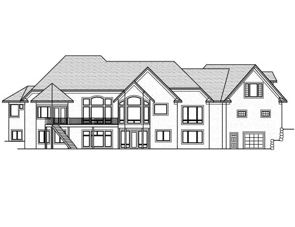 Home Plan Rear Elevation of this 5-Bedroom,6690 Sq Ft Plan -165-1077