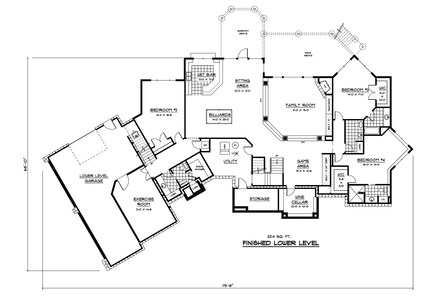 Floor Plan Basement of Country Plan #165-1077