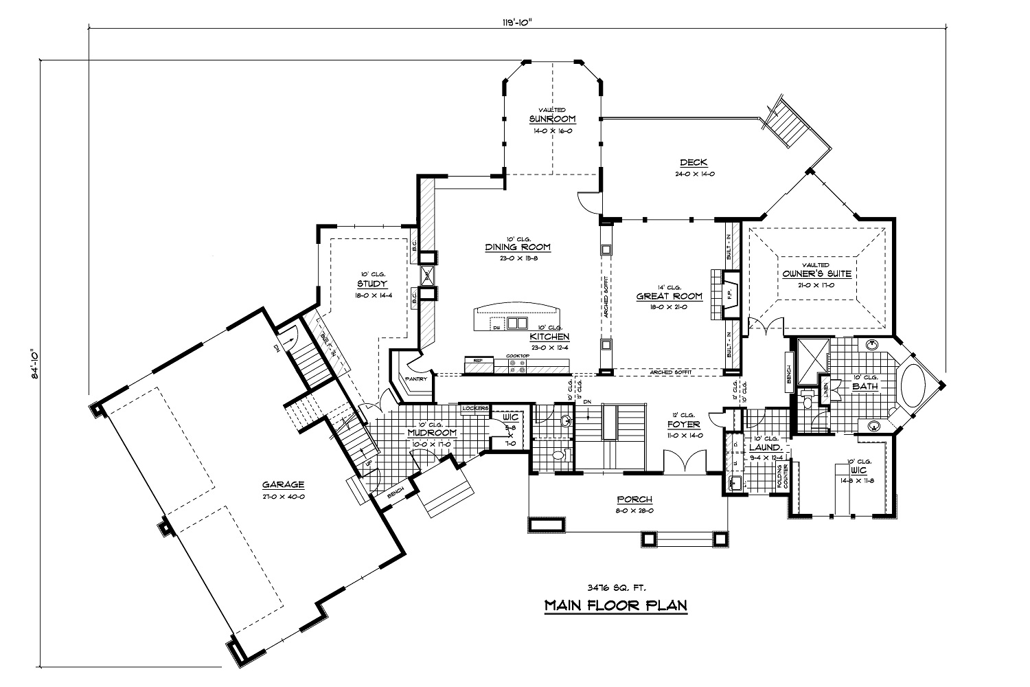 Floor Plan First Story of Country Plan #165-1077