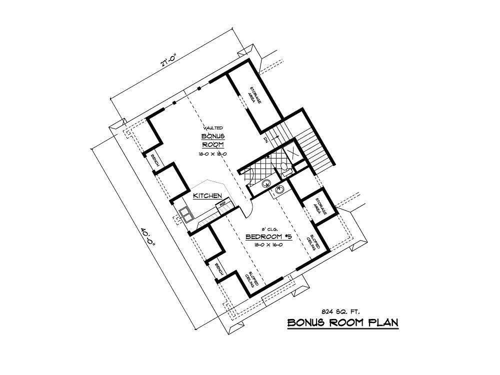 Floor Plan Bonus Room of Country Plan #165-1077