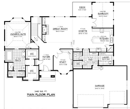 Floor Plan First Story of Country Plan #165-1078