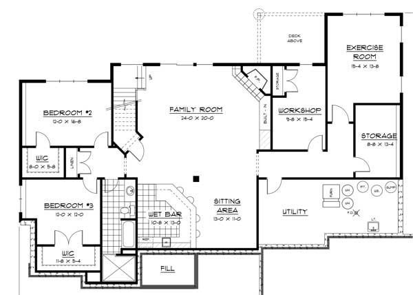 Floor Plan Second Story of Country Plan #165-1078