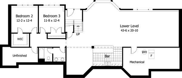 Floor Plan Second Story of European Plan #165-1079