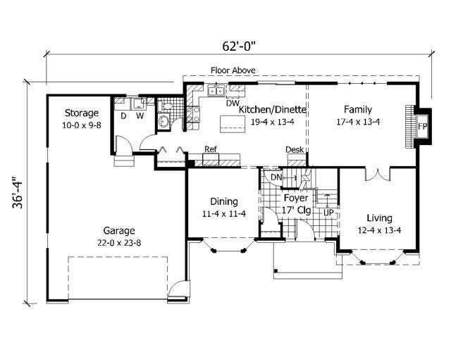 Floor Plan First Story of Country Plan #165-1080
