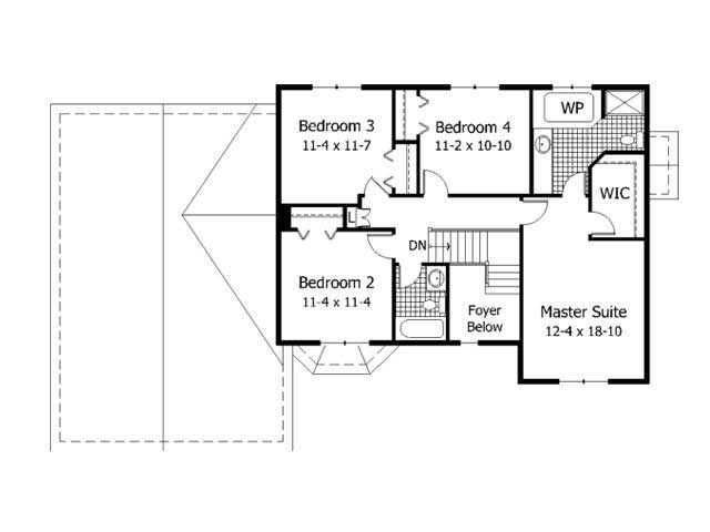 Floor Plan Second Story of Country Plan #165-1080