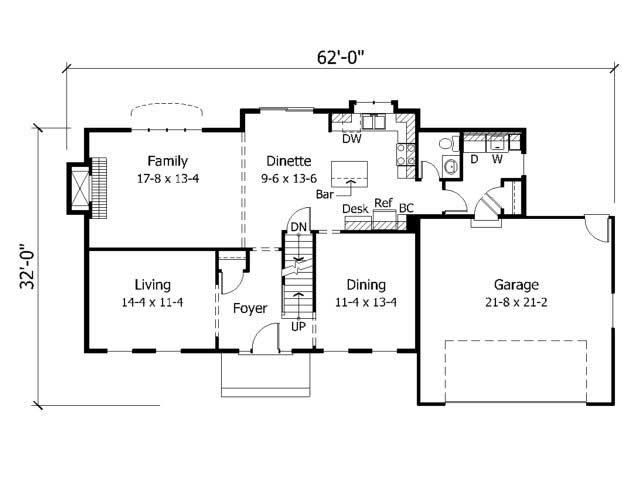 Floor Plan First Story of Colonial Plan #165-1081