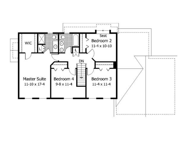 Floor Plan Second Story of Colonial Plan #165-1081