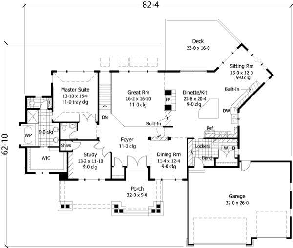 Floor Plan First Story of Country Plan #165-1083