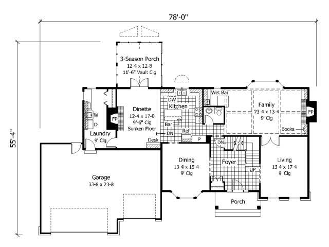 Floor Plan First Story of Country Plan #165-1084